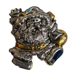 Best Vintage Whimsical Santa Brooch Pin Pendant Silvertone Goldtone Belt & Toys